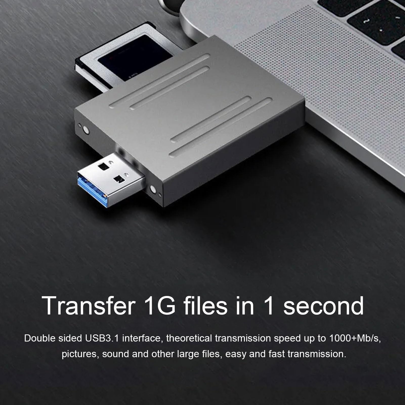 2 Steckplatzkartenleser, 10Gbit/s Typ C USB Tragbarer Speicherkarten -Leser -Speicherkartenleser 2TB Speicherkartenadapter Unterstützung OTG -Laufwerk Frei für R5/Z6/Z7