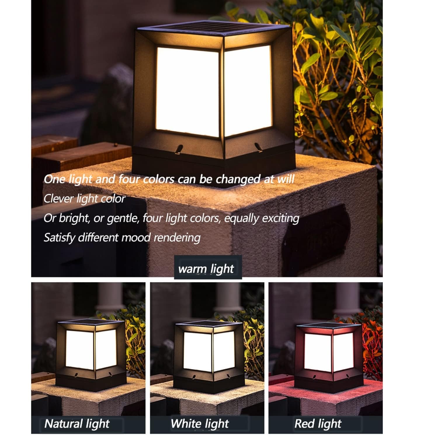 Luces Exteriores para Postes Lámpara De Sobremuro Exteriores, LED Solares Farolas Jardin, Luz De Pedestal Negra Luz De Trayectoria con Mando A Distancia Regulable para Patio Uso En Exteriores (Size :