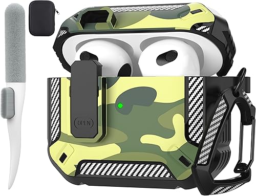 Vista 23 de Maxjoy Funda para AirPods 4 con cerradura, funda para AirPods de 4ª generación con kit de limpieza, a prueba de golpes, funda protectora para Azul