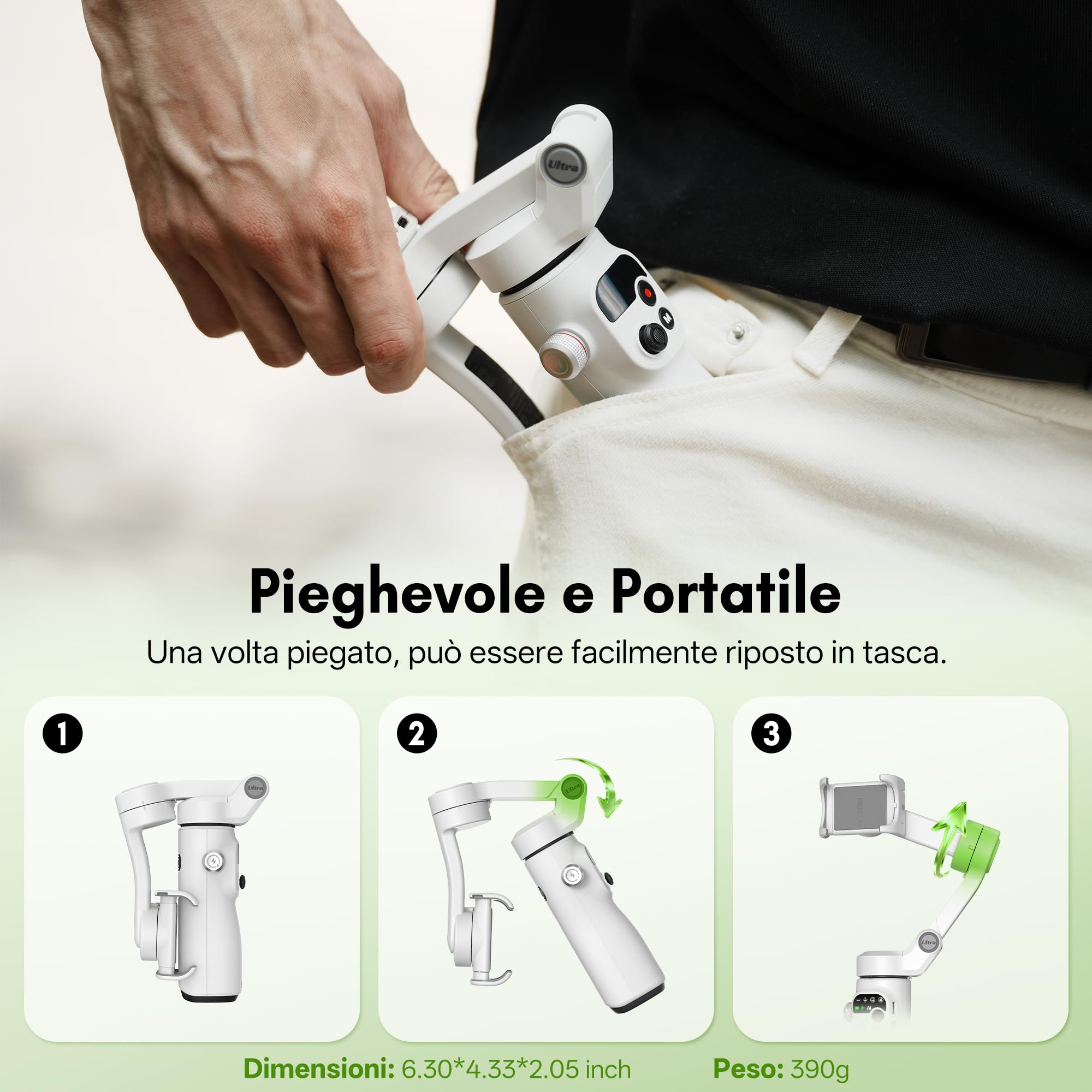 ZHIYUN Smooth Q5 Ultra Combo[Ufficiale]Stabilizzatore Smartphone, Tracciamento AI, Comando Vocale, Telecomando, Luce di Riempimento/Asta di Prolunga/Treppiede, Batteria da 13.5h, Gimbal per Telefono
