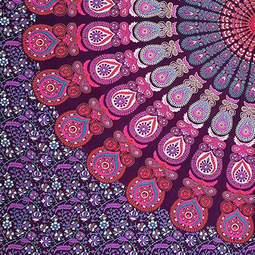 Pravik Indian Peacock Pink Mandala Curtain Kitchen Window Curtain & Valance Set Dorm Tapestry, Indian Mandala Drape Balcony Room Decor Boho Hippie Panel Set Of 2 - W39 X L84 Inches #TOP2