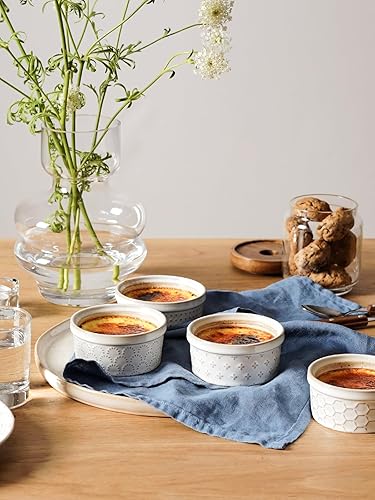 Miniatura 7 de LE TAUCI Ramequines con tapas, juego de ramikin de 6 onzas para crema brulee, souffle, salsas de inmersión, recipientes de cerámica para