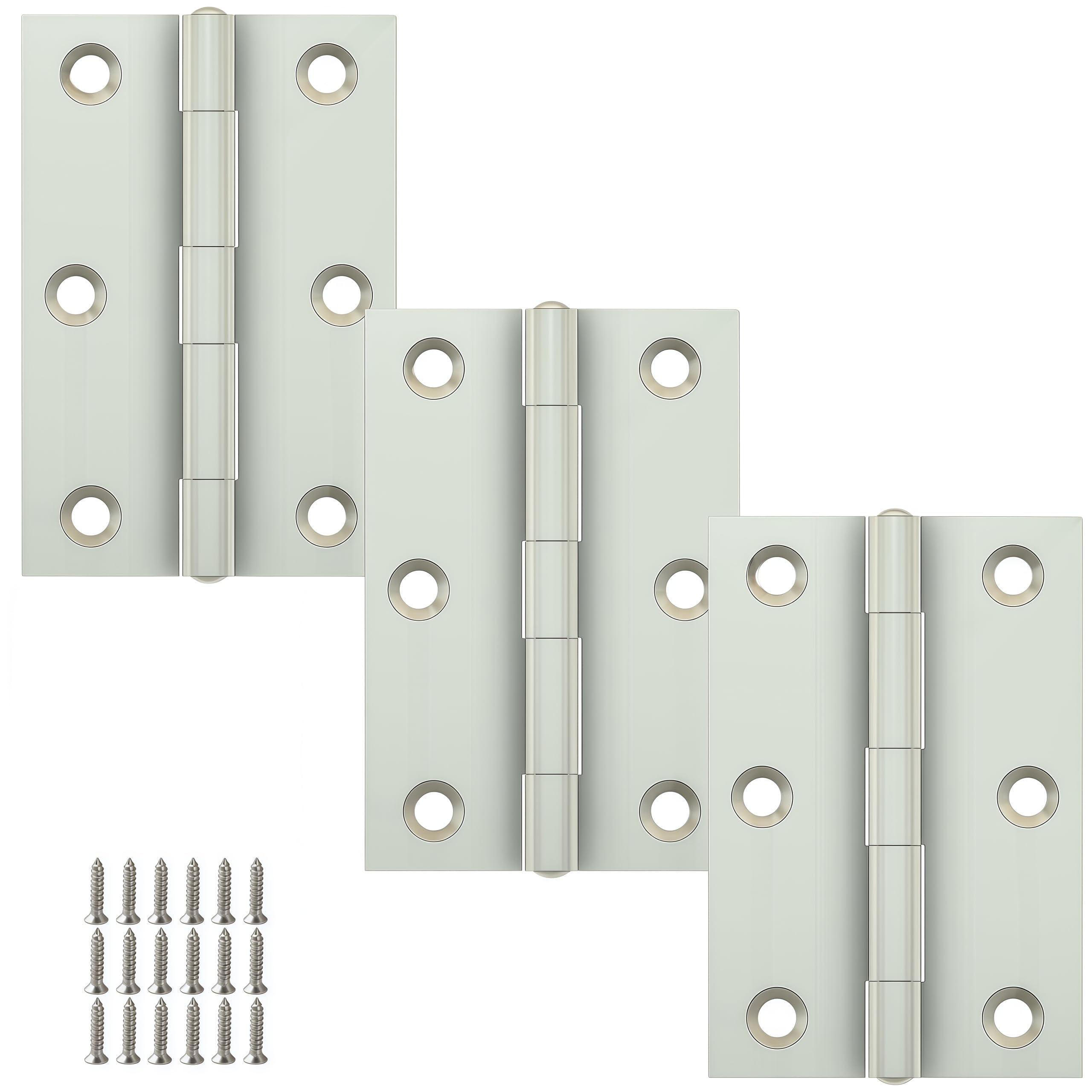 Vbnexyr Regular Folding Hinge 3 Pack Of Stainless Steel Folding Hinges Cabinet Hinges Door And Window Hardware Accessories With Screws 75 * 50 * 1.8Mm Brushed Steel Core