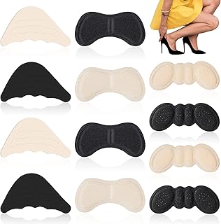 JOELELI High Heel Grips Cushion Inserts Pads 6 Pairs Self-Adhesive Heel Protectors Inserts Include 4 Pairs Heel Pads and 2 Pairs Reusable Toe Shoe Heel Filler Inserts Anti Slip Shoe Insoles for Women
