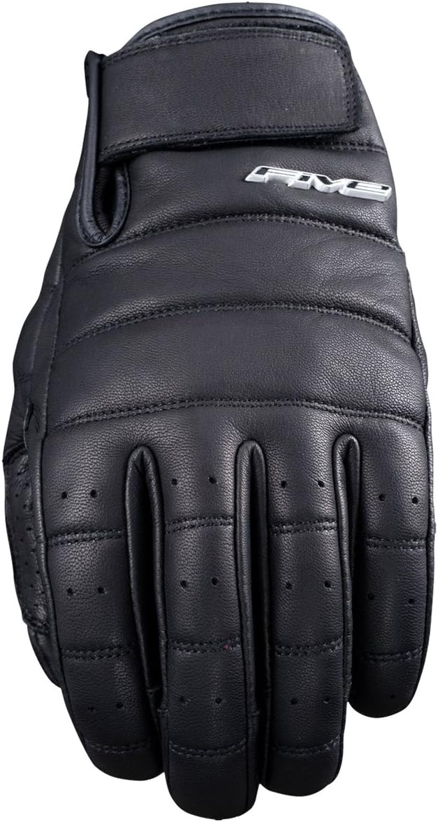Five Custom Urban California Full Grain Leather Motorcycle Gloves - Black 09