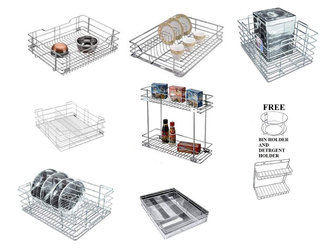 PRIME Slimline SS. 5.5 mm Wire Kitchen Baskets (21" x 20" and 15" x 20