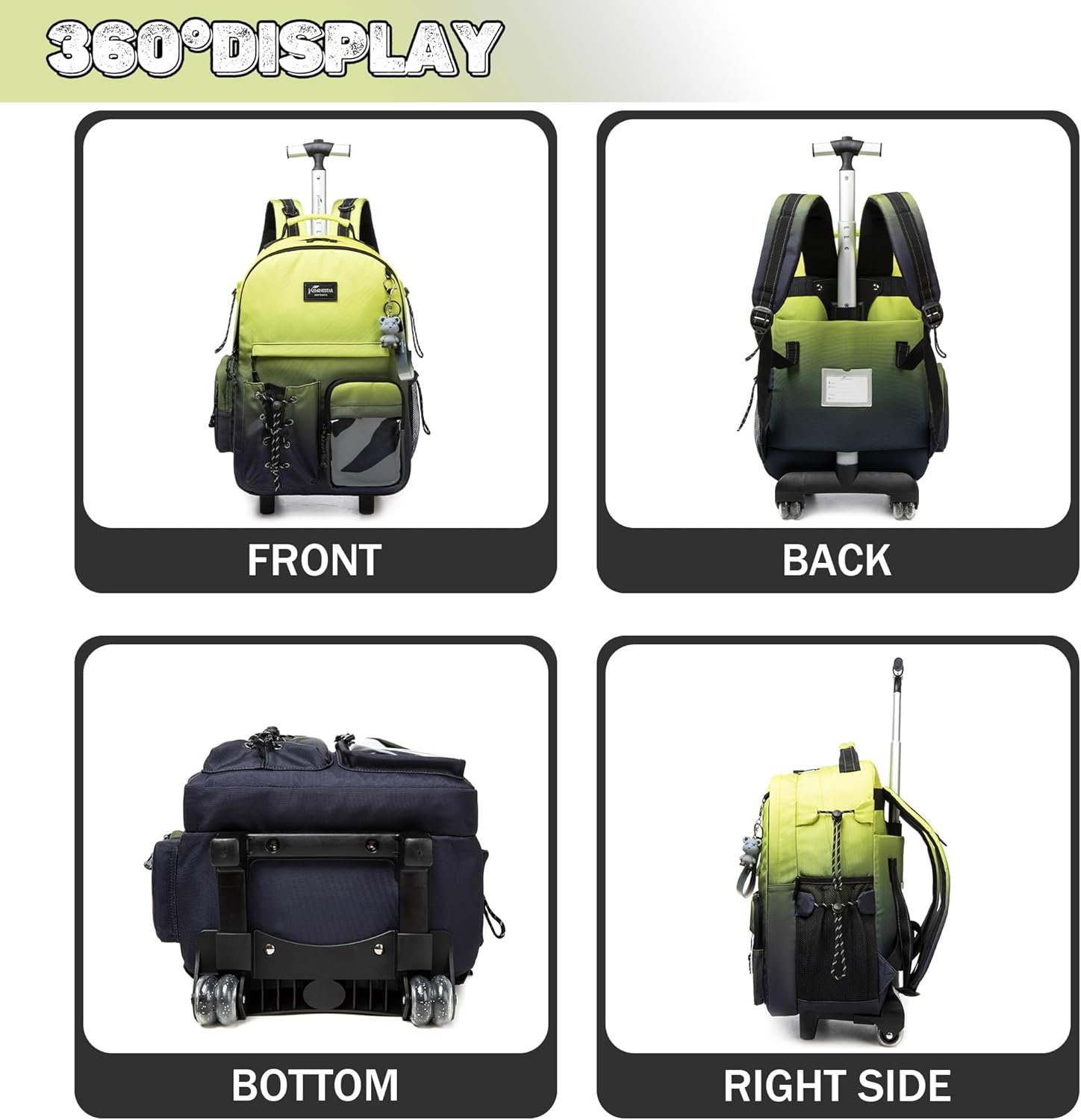 Rolling Backpack for School Backpack with Wheels for Teens Carry On Luggage with Wheels Backpacks for Teens Girls Boys Backpacks with Wheel for traveling