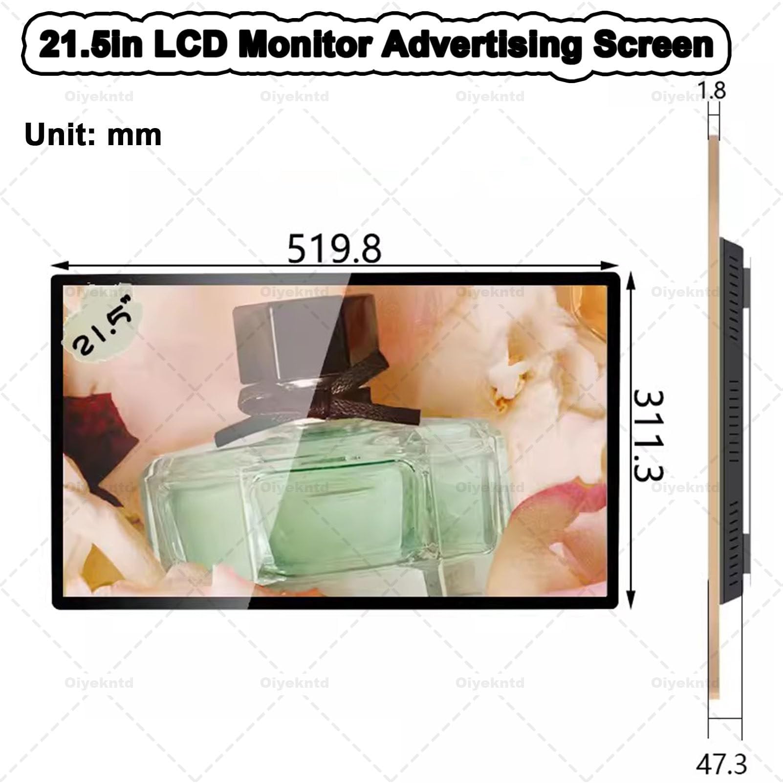 Digitales Werbedisplay für Gewerbebetriebe, Digitale Wandmenütafel für Restaurants und Geschäfte, Werbebildschirm, Quer-/Hochformat, Multi-Touch-Bildschirm mit intelligenter Teilung 21.5in