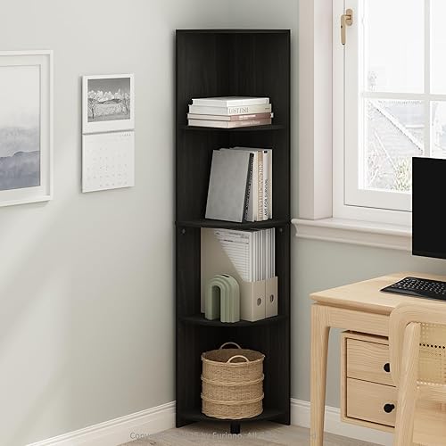 Miniatura 21 de Furinno Estantería básica para libros, estantería de 4 niveles, estantería con estante esquinero en zigzag, 14.2 x 14.2 x 57.7, para sala de estar,
