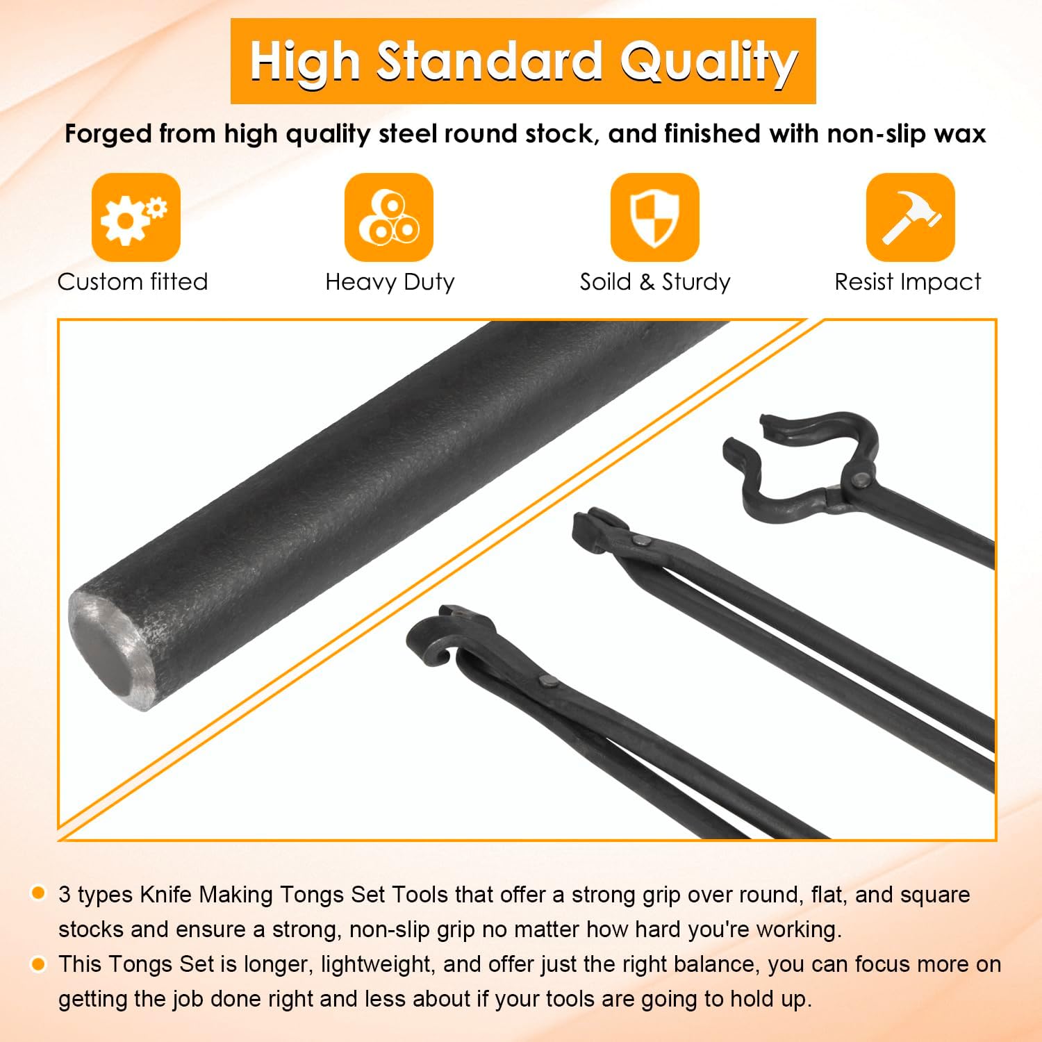 Blacksmith Tongs Knife Making Tongs Set Flat Tongs, Blade Tongs & V-Bit Tongs Assembled Bladesmith Steel Forge Tongs Anvil Blacksmithing Tongs (3 Tongs)
