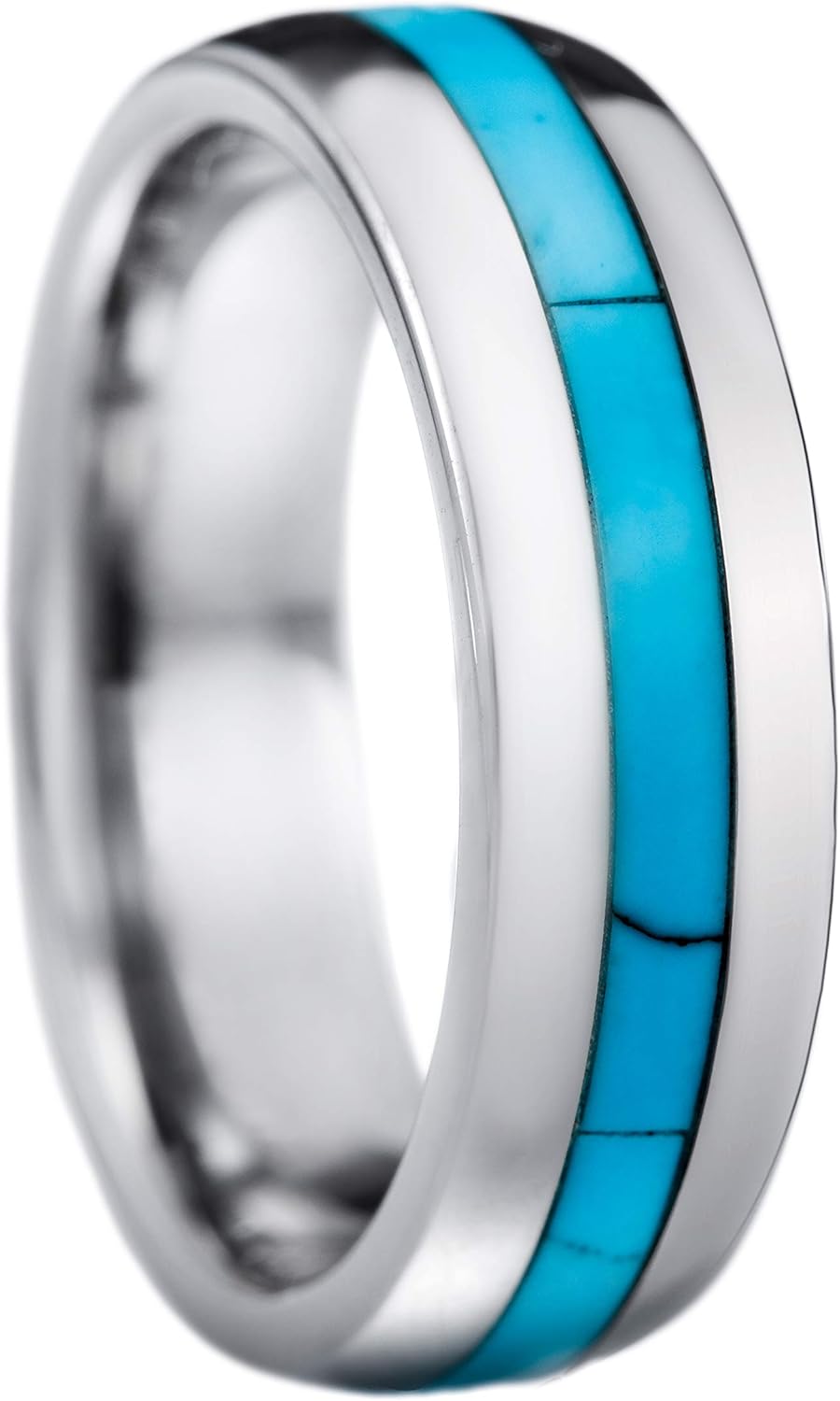 Tungsten Carbide Turquoise Inlay 6mm Comfort Fit Ring/Wedding Band