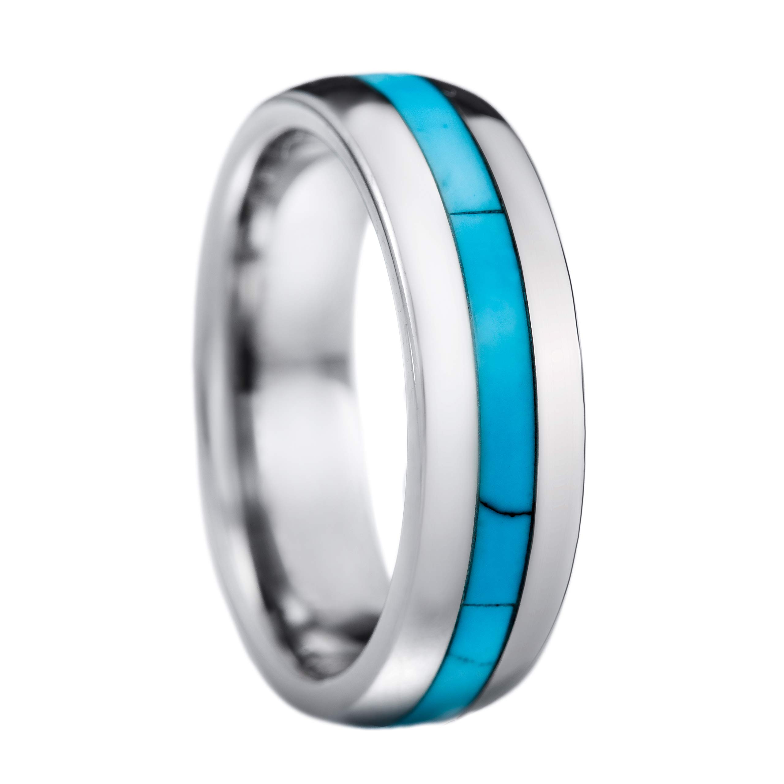 Tungsten Carbide Turquoise Inlay 6mm Comfort Fit
