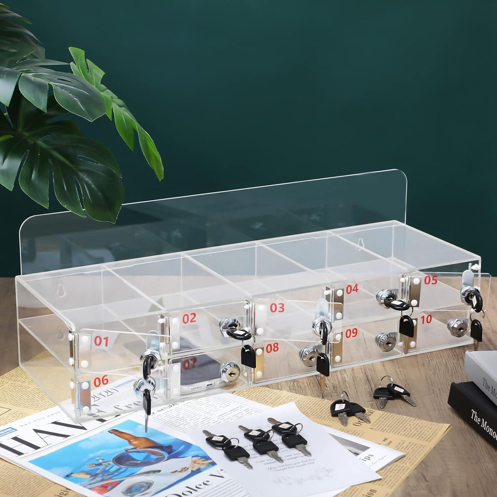 Dtyubfg Cell Phone Locker Box for Classroom Clear Acrylic Cell Phone Storage Cabinet Bin with Door Locks for Classroom School Students Office Factory Employees