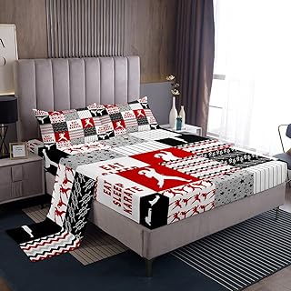 Feelyou Karate Bed Sheet Set for Kids Boys Girls Geometric Pattern Bedding Set 4 Pcs Home Decor 1 Flat Sheet & 1 Sheet & 2 Pillowcases Full Size