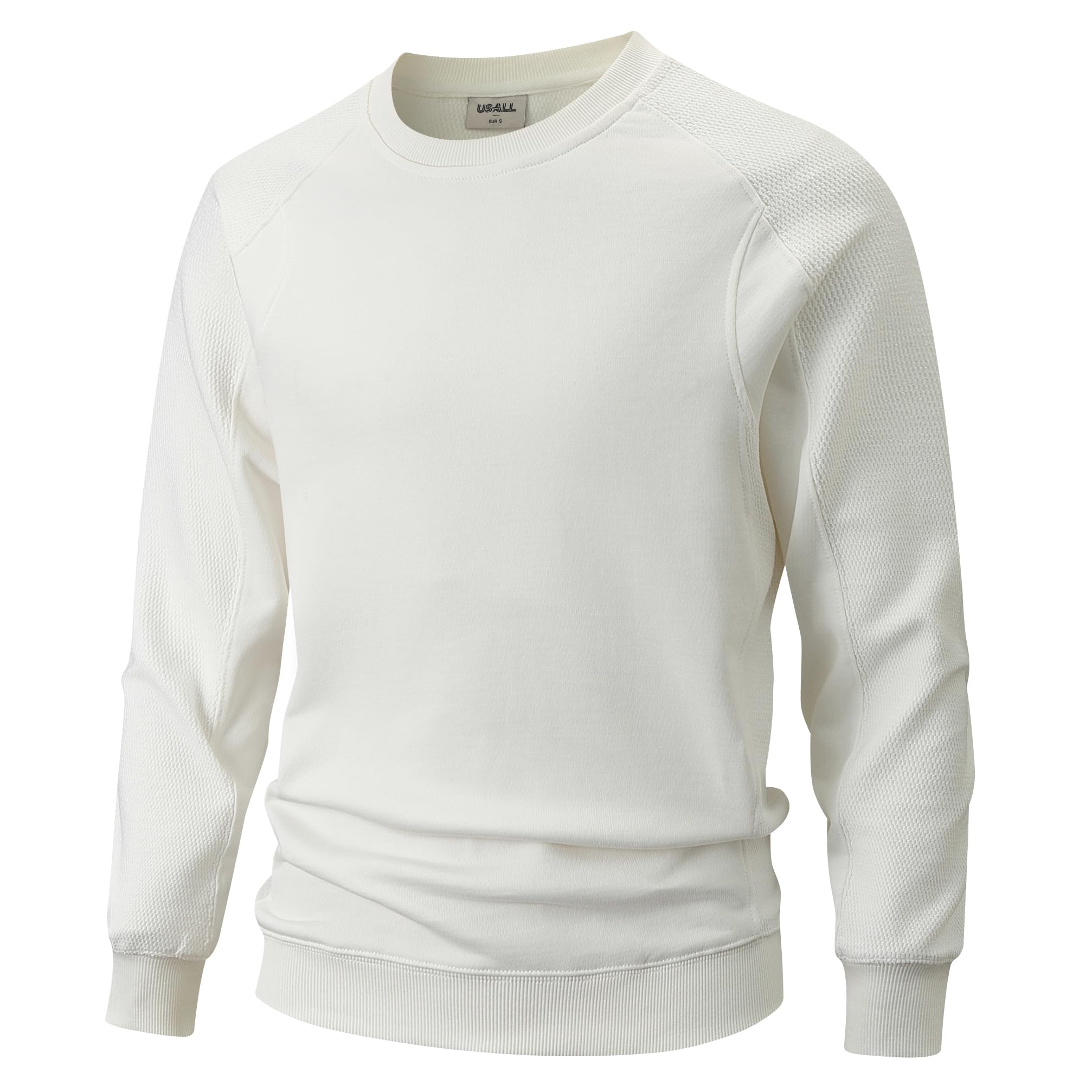 USALL Sweatshirts für Herren 100% Baumwolle Schwergewicht Pullovers Männer Langarm Casual Sweatshirt