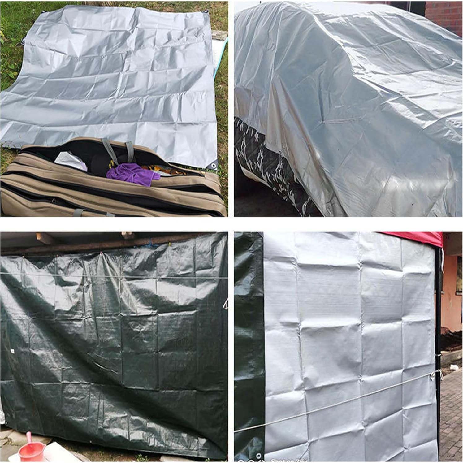 Lona impermeable para campamento de 4 x 13/13 x 40 pies, lona resistente al desgarro con ojales, ideal para lluvia, sol, techos, toldos, patios y protección de leña