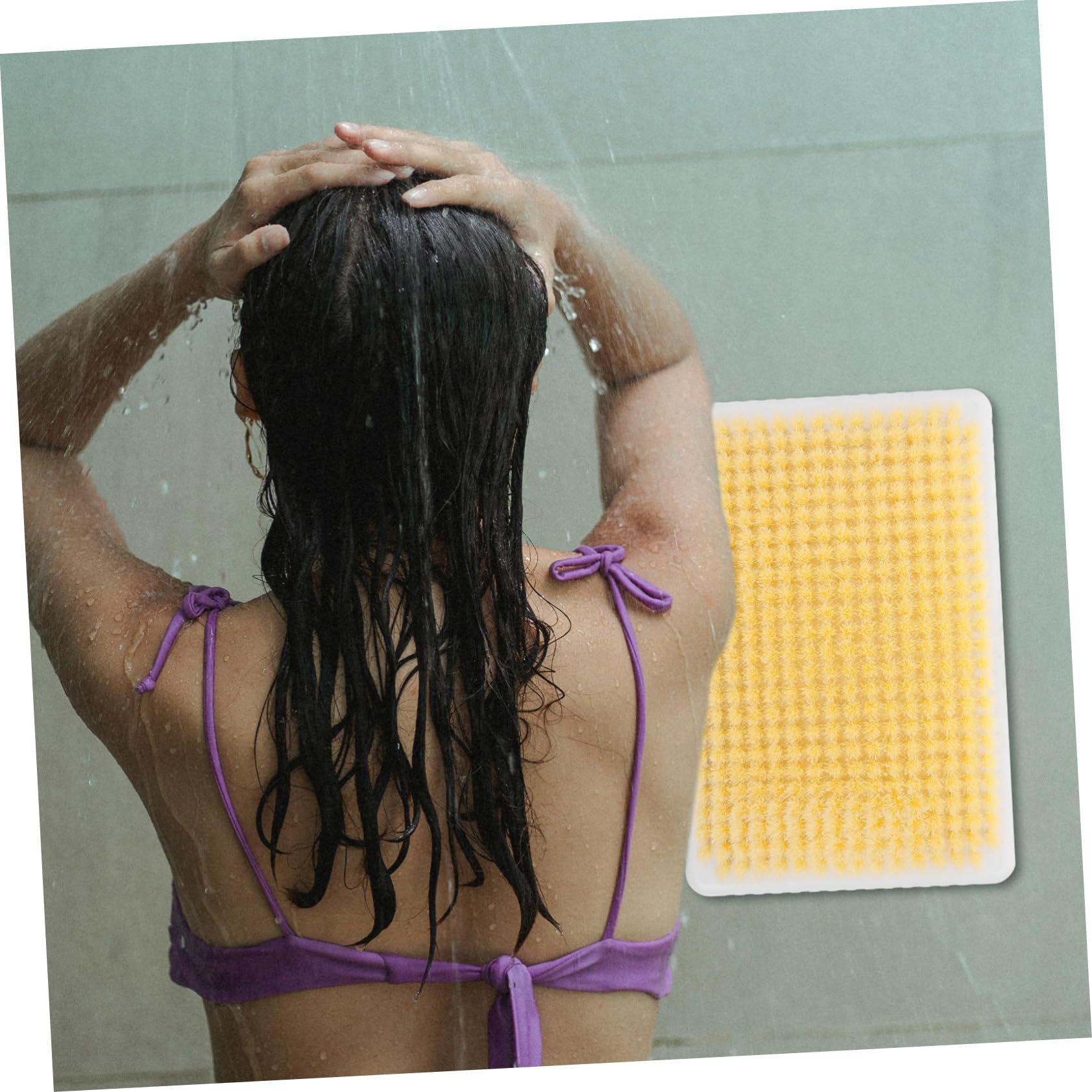 BESTYASH Cepillo de Ducha para Espalda de Pared, Limpieza Profunda, Plástico, Adhesivo, para Baño y Ducha, Accesorio de Baño sin usar manos