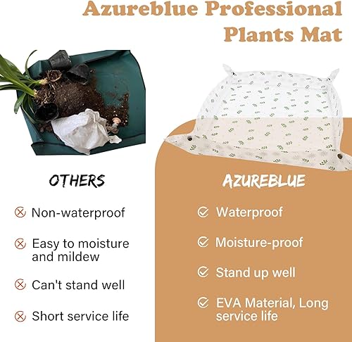 Miniatura 10 de Azureblue Tapete de trasplante para plantas de interior, impermeable, transparente, plegable, bandeja de trasplante, bandeja de jardinería portátil