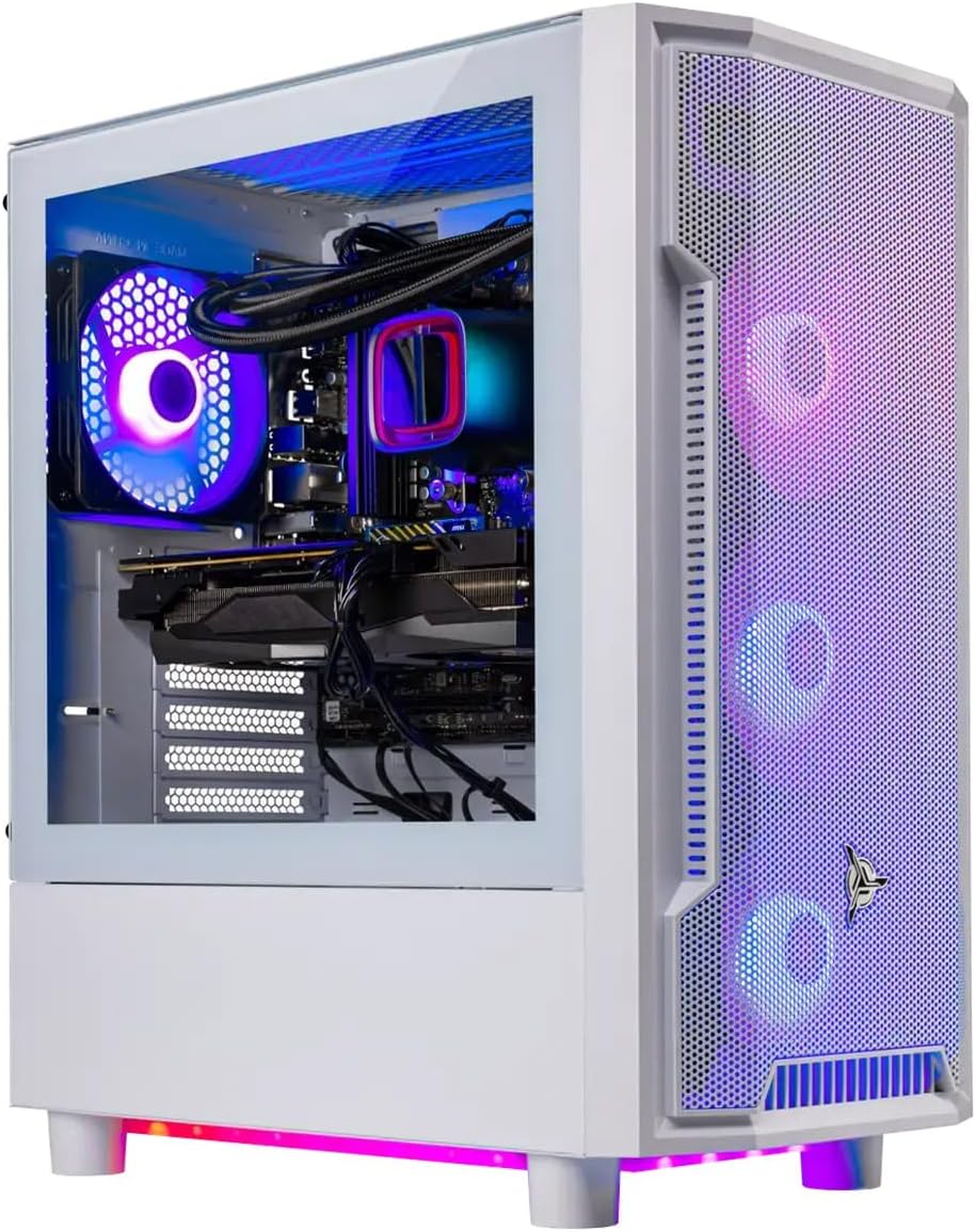 Skytech Gaming Archangel Gaming PC Desktop – Intel Core i7 12700F 2.1 GHz, NVIDIA RTX 4060 Ti, 1TB NVME SSD, 16GB DDR4 RAM 3200, 600W Gold PSU, 240mm AIO, 11AC Wi-Fi, Windows 11 Home 64-bit,White