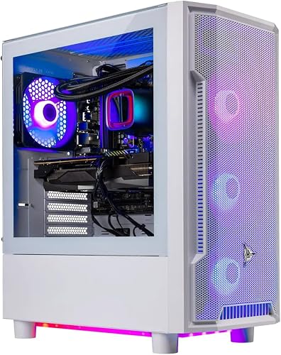 Skytech Archangel Gaming PC Desktop – Intel Core i7 12700F 2.1 GHz, NVIDIA RTX 4060 Ti, 1TB NVME SSD, 16GB DDR4 RAM 3200, 600W Gold PSU, 240mm AIO, 11AC Wi-Fi, Windows 11 Home 64-bit,White