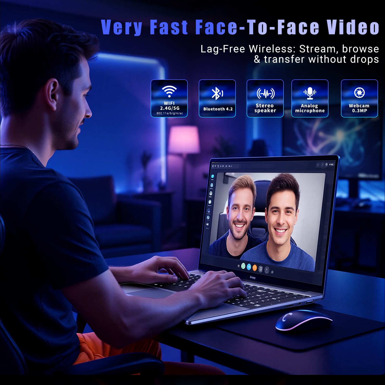 Laptop, Core i5-7Y54 Gaming Laptop, 15.6 Inch Laptop Computer with 16GB RAM 1TB SSD, Laptops with Backlit Keyboard,180° Open,38.5Wh, Mini HDMI, BT 4.2/WiFi 5, Win 11 Pro, Office Set,Business Laptop