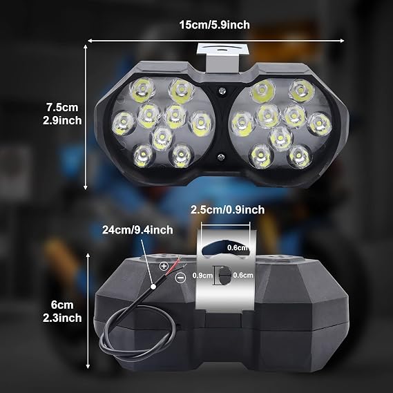 Motorcycle Driving Lights LED Fog Spotlight Daytime Running Lights, Super Bright 18SMD Chips Auxiliary Driving Lamp for Bike Truck Boat DC12V Waterproof White 2Pcs