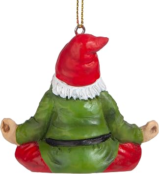 Design Toscano QM17010 Christmas Ornament - Garden Gnomes Figurine - Zen Garden Gnomes - Meditating Gnome Statues, 3 Inch
