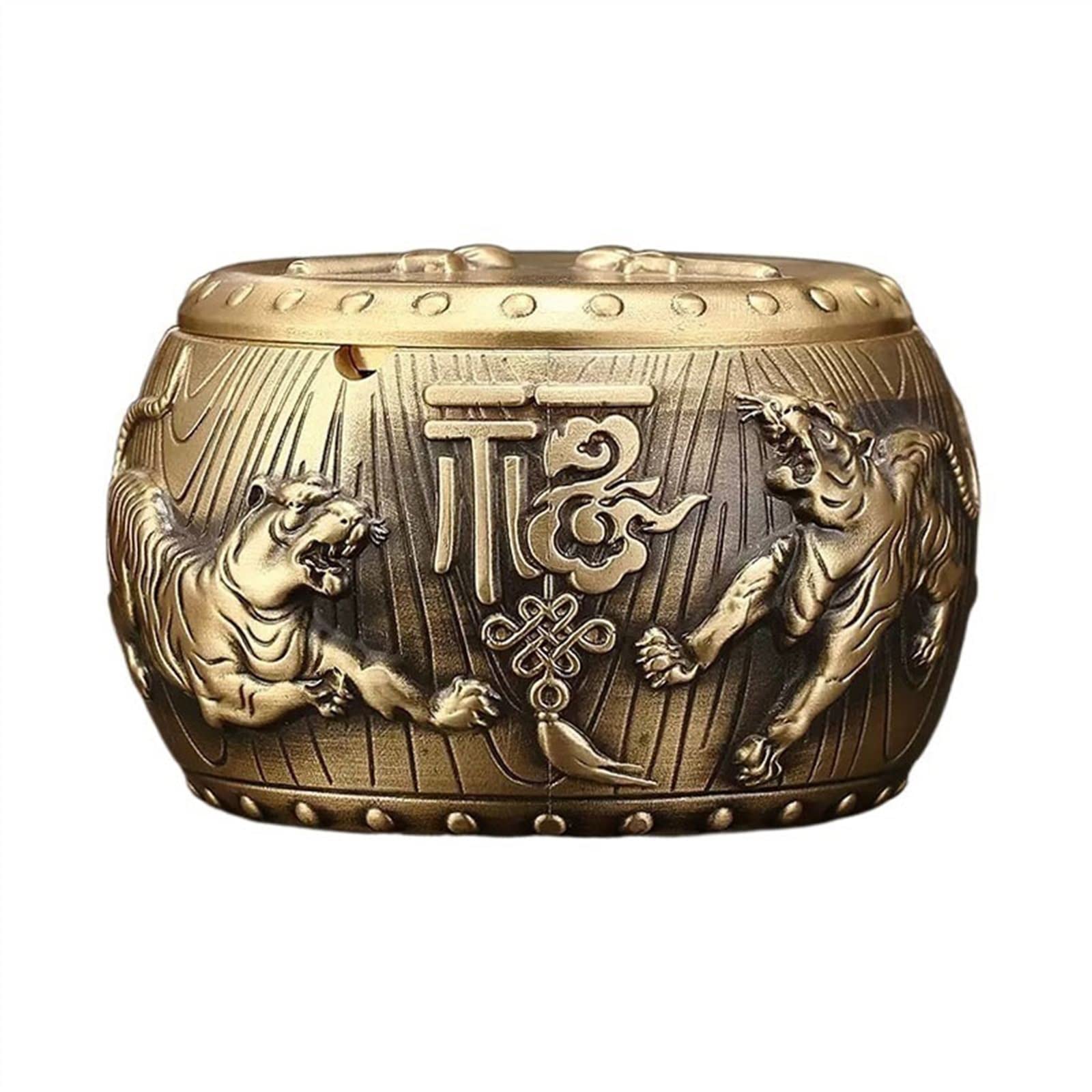 Gthtuhfd Ash Tray Creative Drum Type Copper Ashtray Home Living Room Desktop Cigarette Ashtray Office Decoration Ashtray For Outside Patio