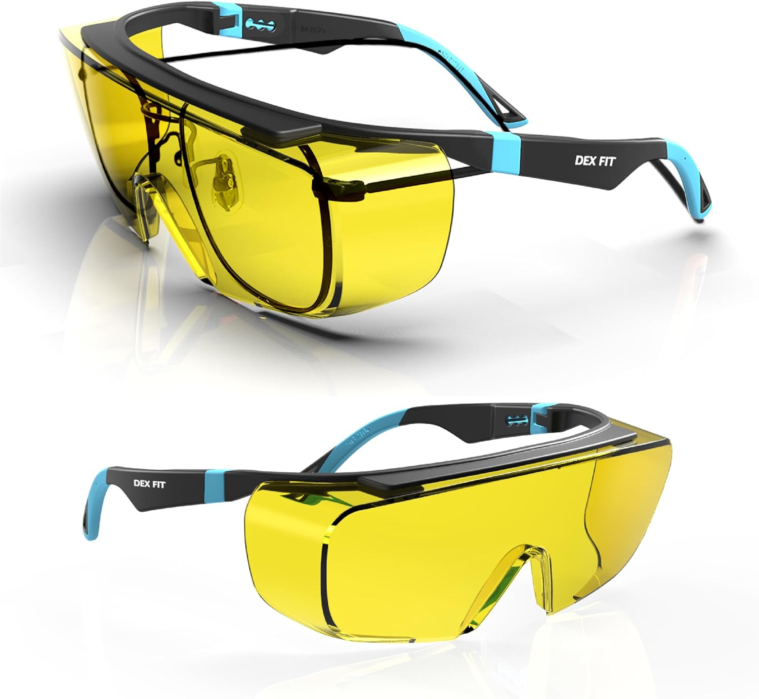 DEX FIT Safety Glasses Over Eyeglasses SG210 - Anti-Fog & Scratch Resistant Z87.1 Certified, Adjustable Temples, Side Shields, UV Protection, Clear Lens PPE for Men & Women; Black & Gray, 6 Pack