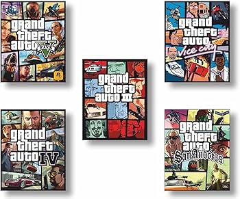 Amazon.co.jp: PurpleheARTs GTAポスタープリント 5枚セット フレーム