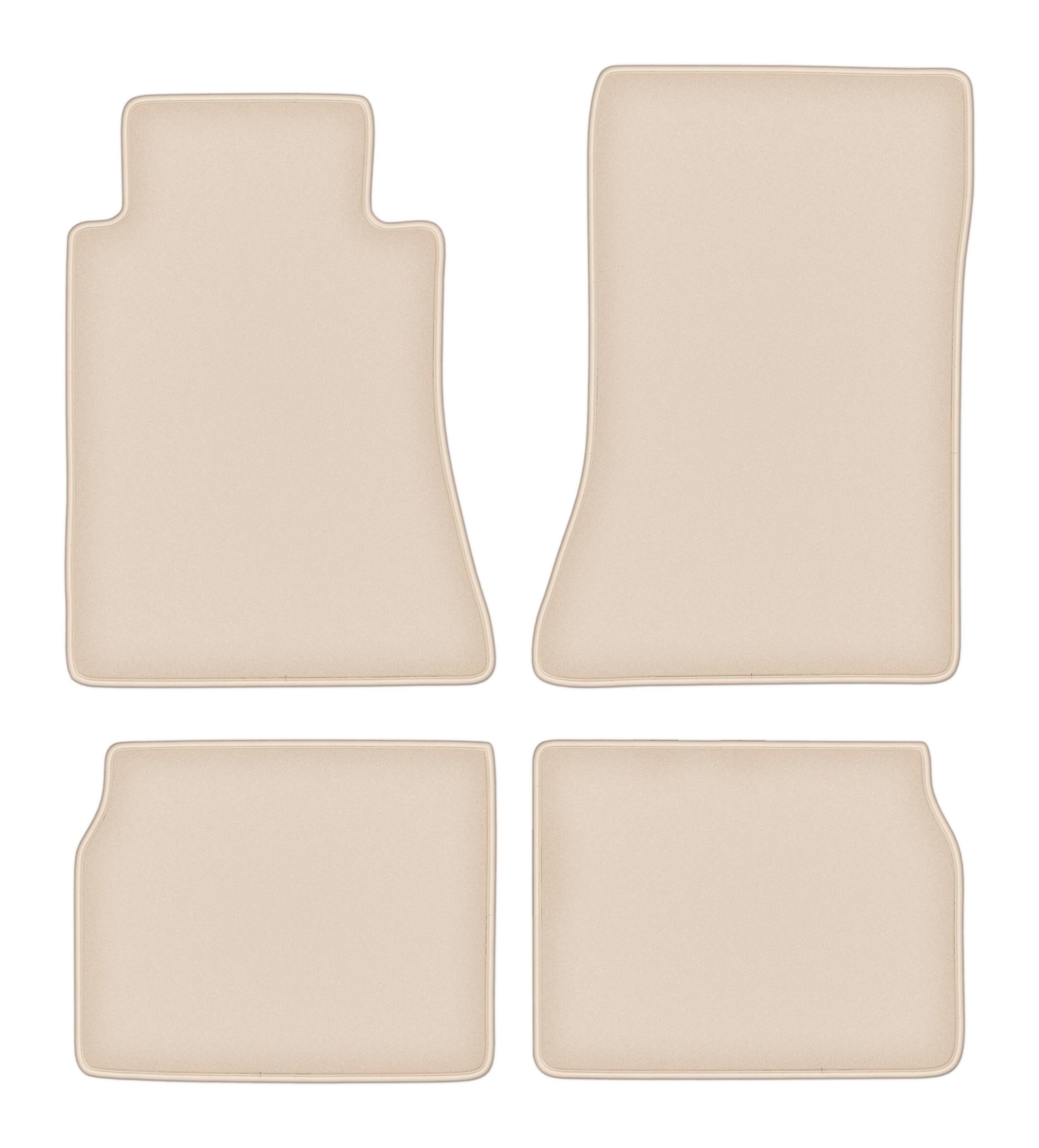 Automatte – Passend für Mercedes E W124 Limousine, Kombi 1984-1997 – Velours – Autozubehör - Auto Fußmatten – Fußmatte Auto – 4-teilig - beige