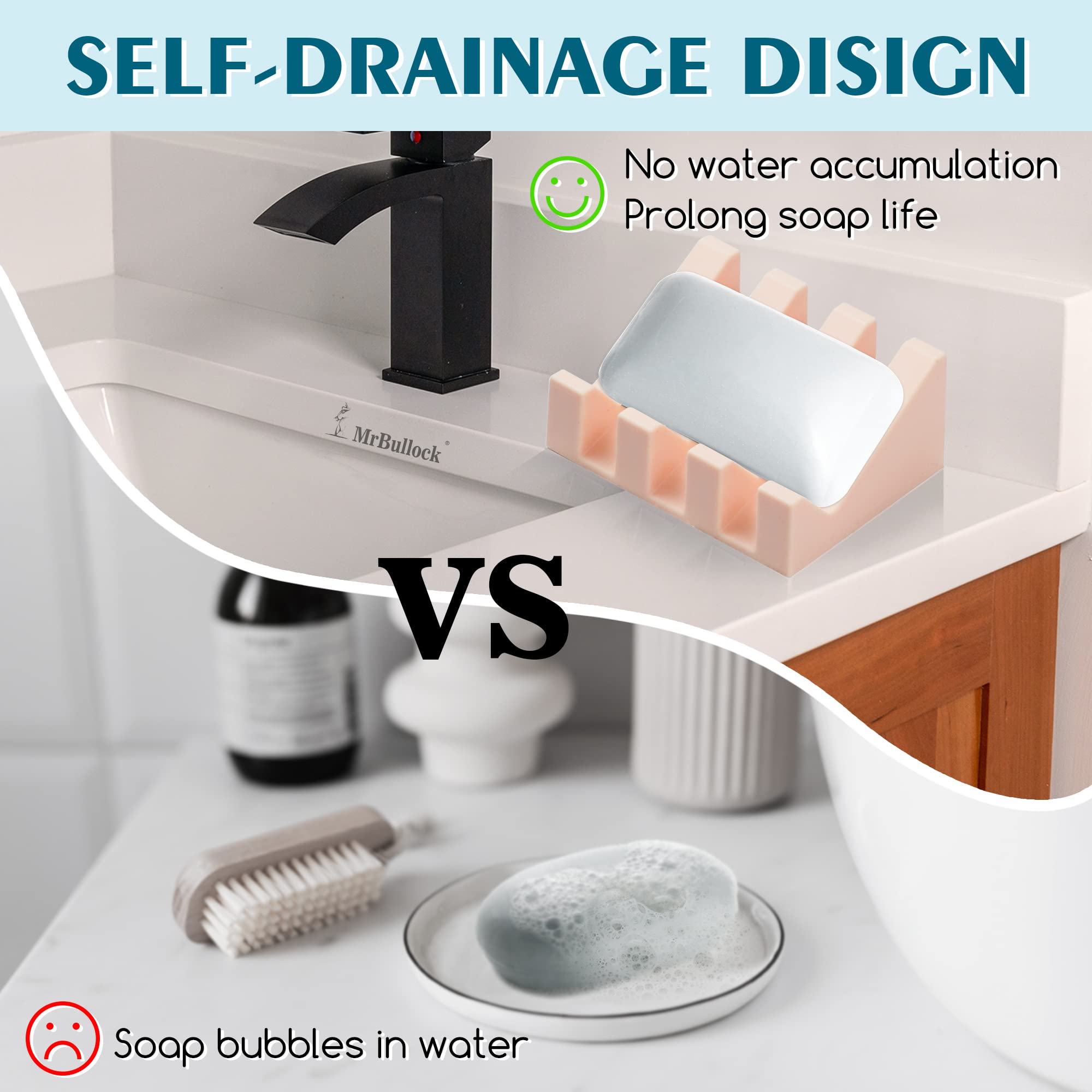 Jabonera de silicona con drenaje, jabonera para ducha, barra de cascada, bandeja con protector de jabón de drenaje para accesorios de baño y cocina (rosa y verde, 2)