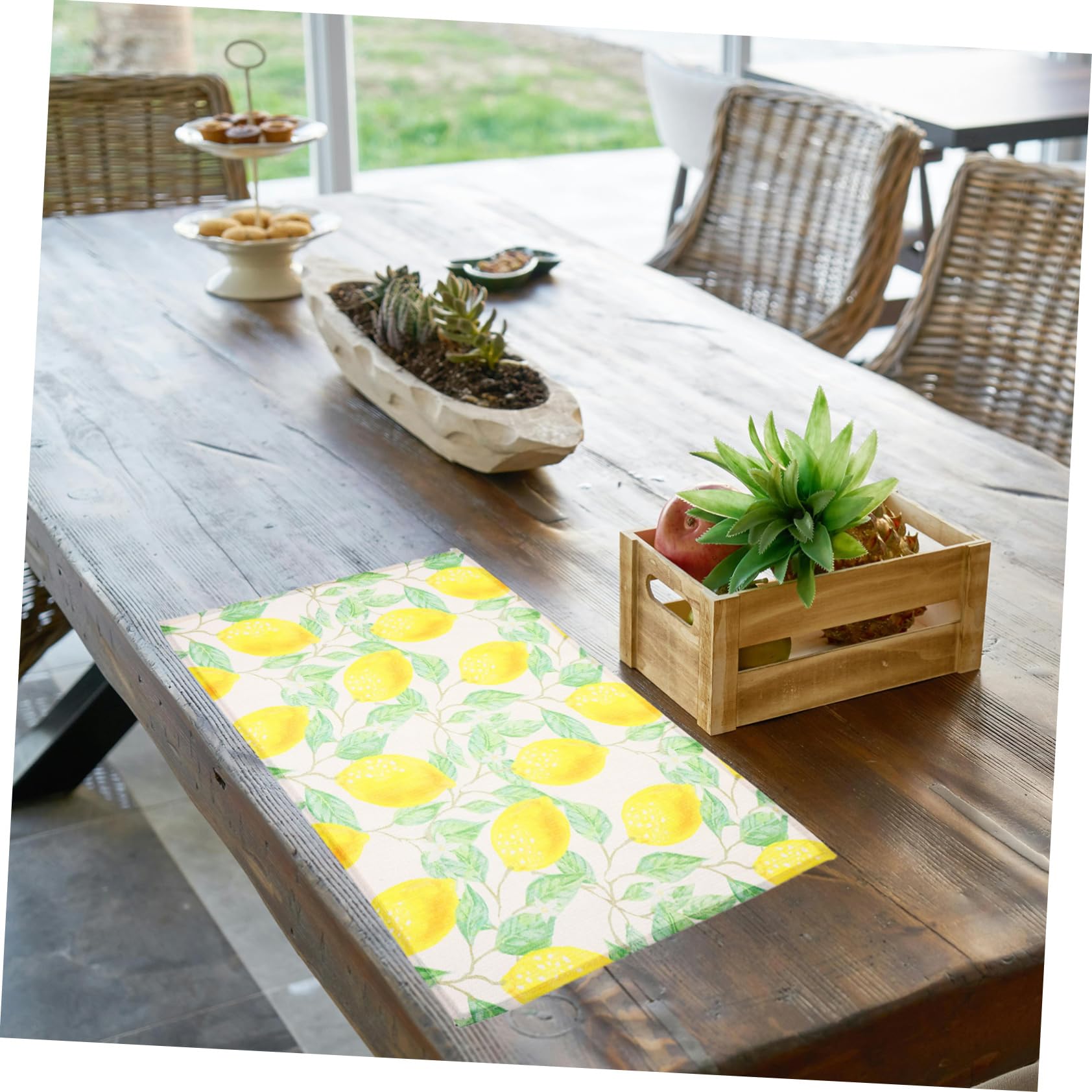 PRETYZOOM 8 Piezas Mantel Individual De Hoja De Limón Salvamanteles Impermeables Esteras De La Taza Manteles Individuales Mantel Individual Antideslizante Mantel Sencillo Lino De Poliéster