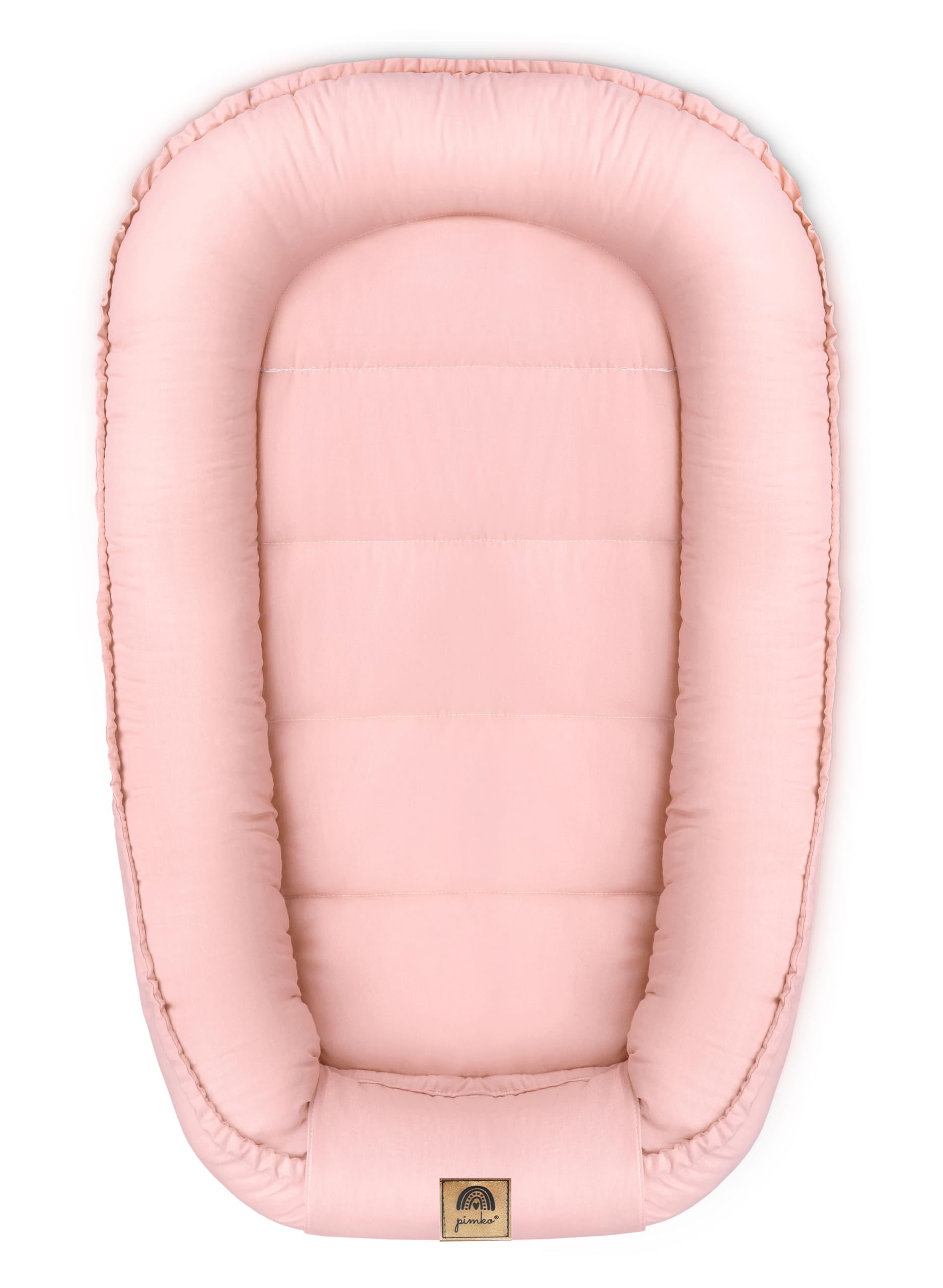 PIMKO Nid d'ange pour bébé - Nid douillet 2 côtés - Pour nourrissons et nouveau-nés - 100 % coton - Convient pour la maison - 55 x 90 cm (rose avec rabat)