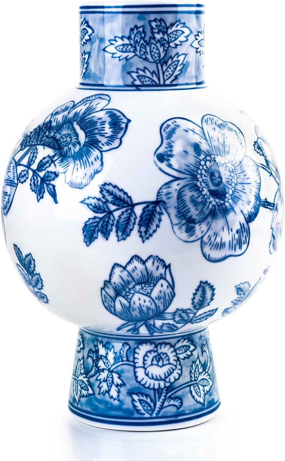 Ceramic Vase Blue and White Porcelain Chinese Handmade Decorative Vintage Flower Vase for Living Room, Home Decor, Office (Blue)