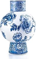 Handmade Blue & White Chinese Porcelain Ceramic Vase - Vintage Decorative Flower Vase for Living Room, Office, Home Decor