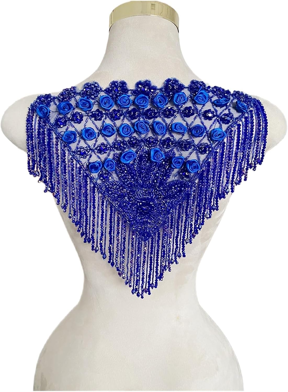 ファブリックヘビーステッチビーズブライトビーズアップリケ衣類アクセサリー1ピース(サファイアブルー)