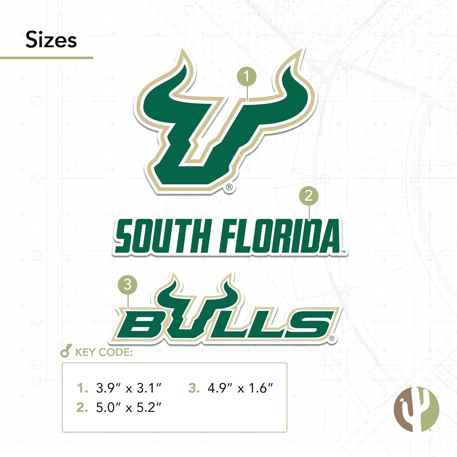 Desert Cactus University of South Florida Sticker USF Bulls Vinyl Decals Laptop Water Bottle Car Scrapbook T5 (Type 5-1) - Image 4
