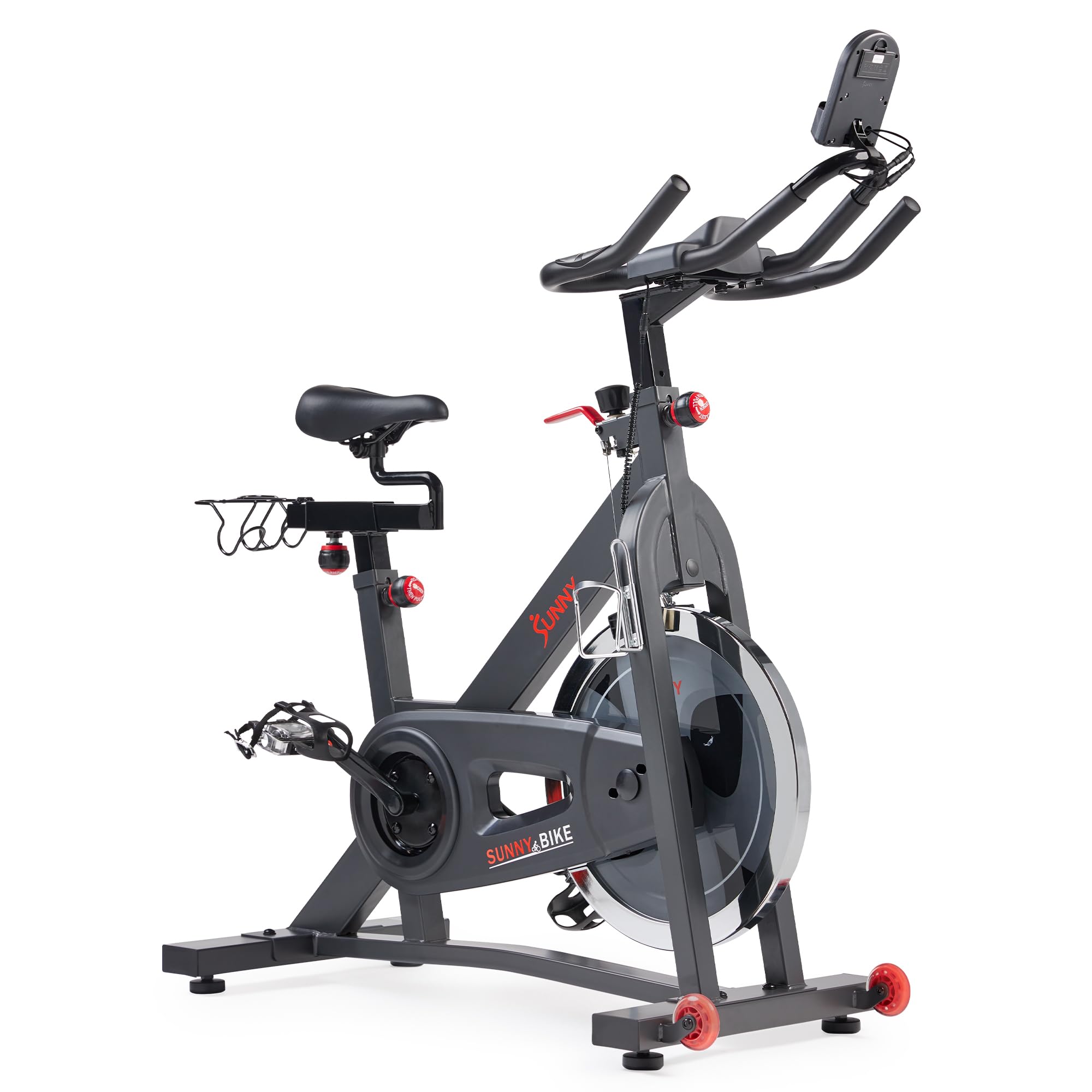 Sunny Health & Fitness Pro Cycling Stationary Bike Machine, 40LB Flywheel & 4-Way Adjustable Seat for Home Exercise & Indoor Cycle/Cardio Workout, Optional Free SunnyFit App Bluetooth Connection
