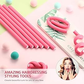 WILLBOND 60 Pieces Flexible Curling Rods Hair Curlers Rollers Twist Flexi No Heat Rods Rollers for Long Short Hair Women(0.3 x 7 Inch,Pink)
