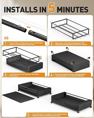 Miniatura 6 de Almacenamiento debajo de la cama, almacenamiento debajo de la cama con ruedas, almacenamiento debajo de la cama para ropa, mantas, zapatos...