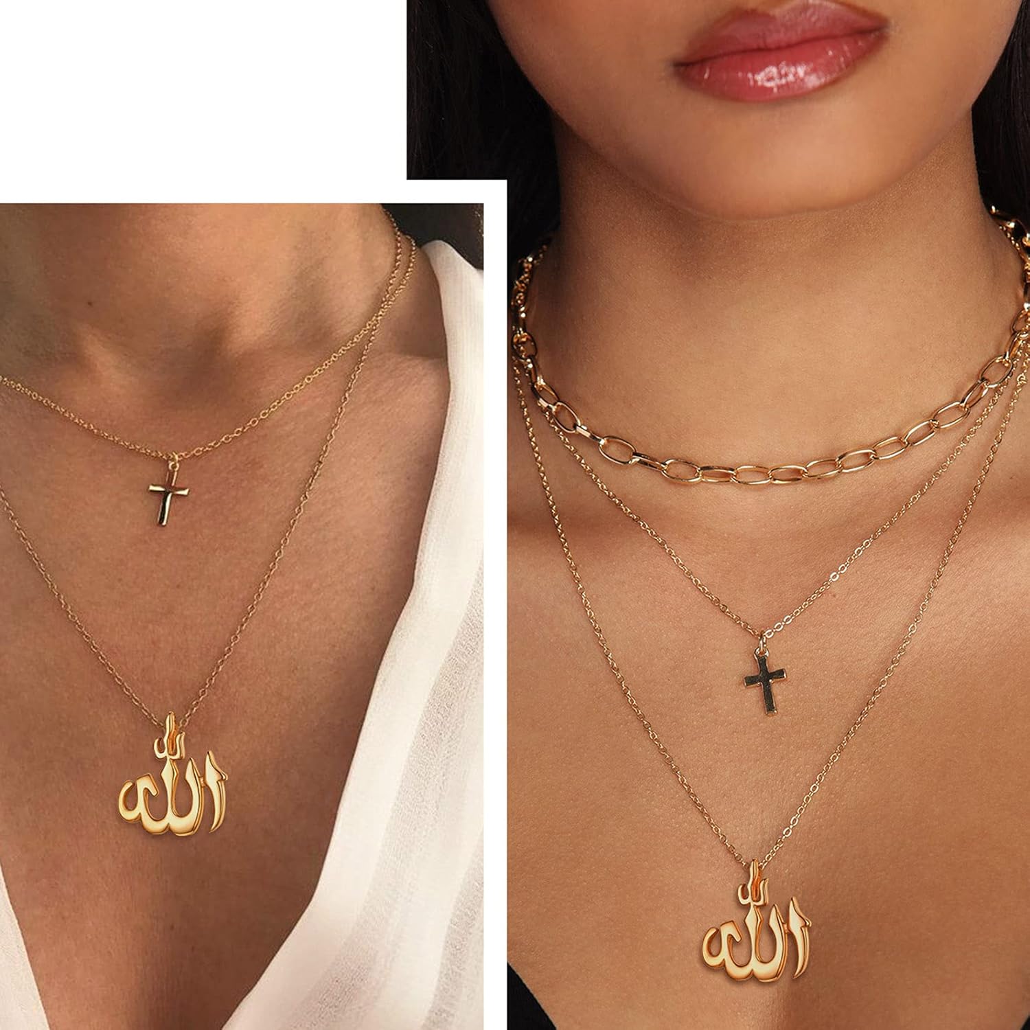 U7 Allah Pendant Necklace with Chain Platinum / 18K Gold Plated Muslim Jewelry Islamic Pendant - Image 2