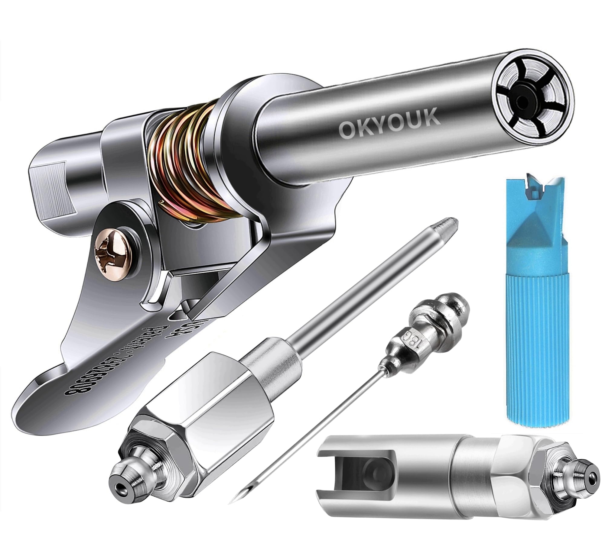 OKYOUK Minimum Grease Gun Coupler (Only 0.53 "),High Pressure Coupler Quick Release Grease Tips,Fit All 1/8" NPT Manual/Electric Grease Gun,for Greasing Locks onto Zerk Fittings (Greaser Adapter Set)