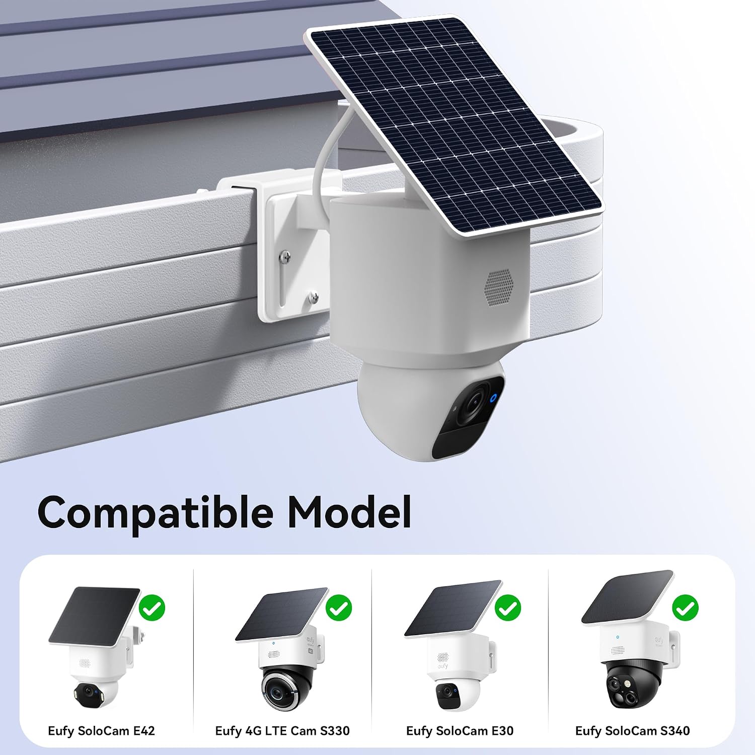 3 Pack Gutter Mount Bracket Compatible with Eufy SoloCam S340/E30/E42 and 4G LTE Cam S33, Stainless Steel Gutter Mount for Solar Security Camera, No-Drill Installation