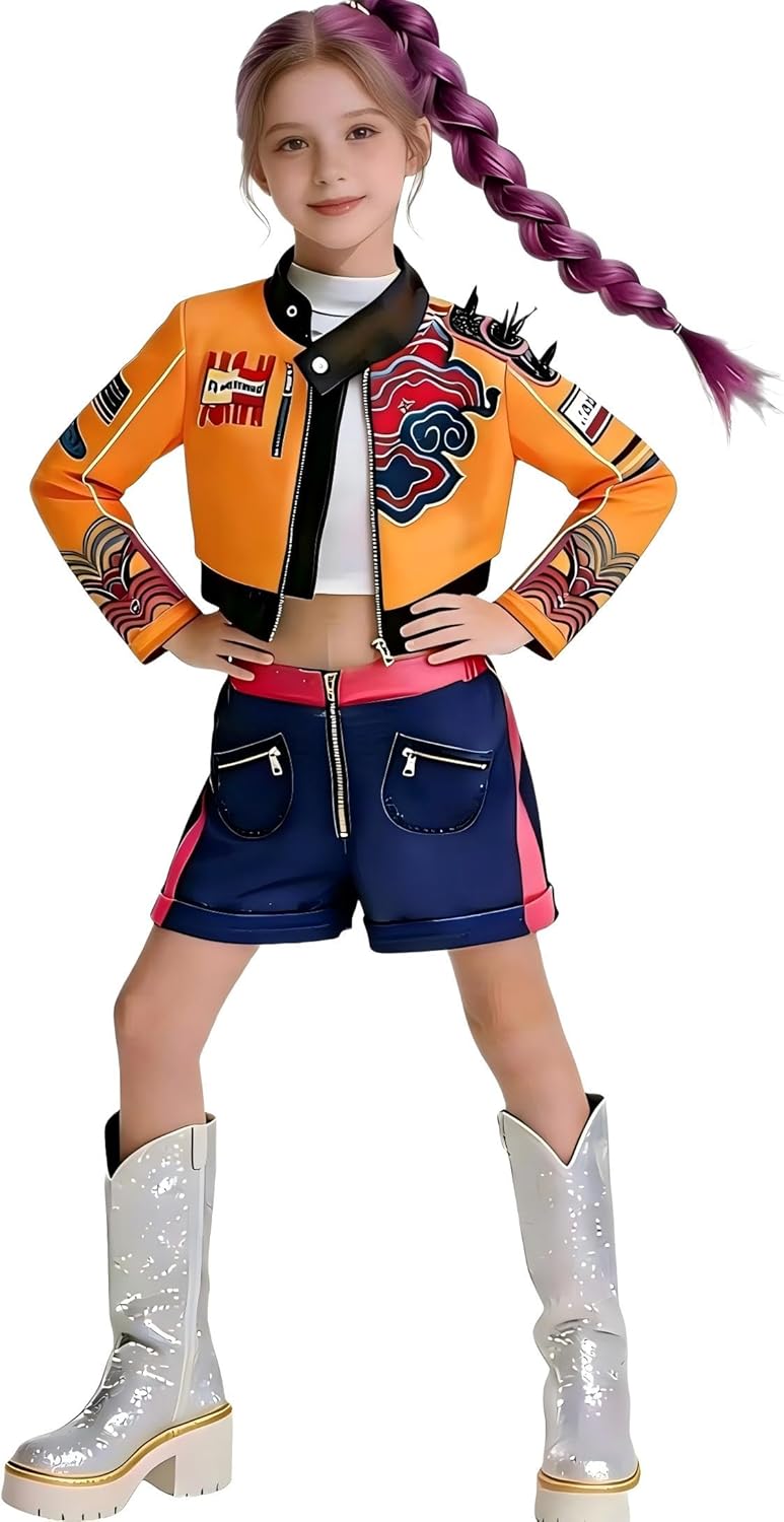 Halloween Costume Kids,Girls Cosplay Outfit,Black Top T-Shirt Shorts (4-12Years