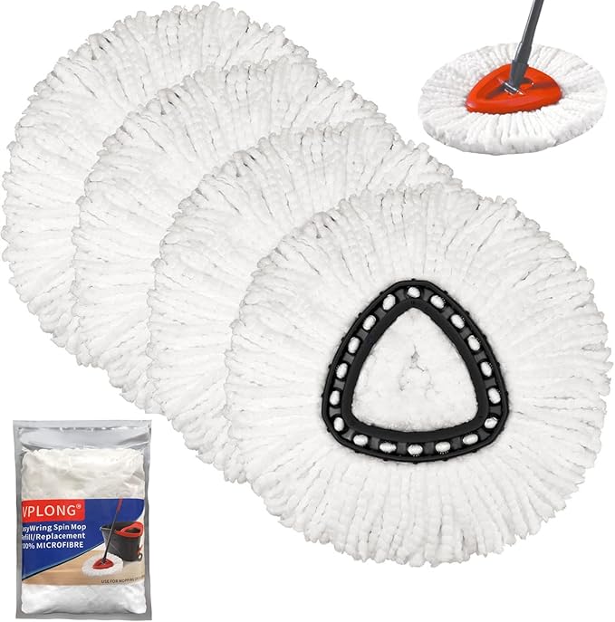 4Pack Spin Mop Heads Replacements, Easy Cleaning Spin Mop