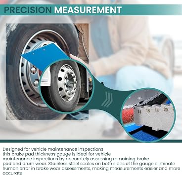 Zookpr Mini Tech Gauge 32nds Brake Pad Measuring Tool, Stainless Steel,4in