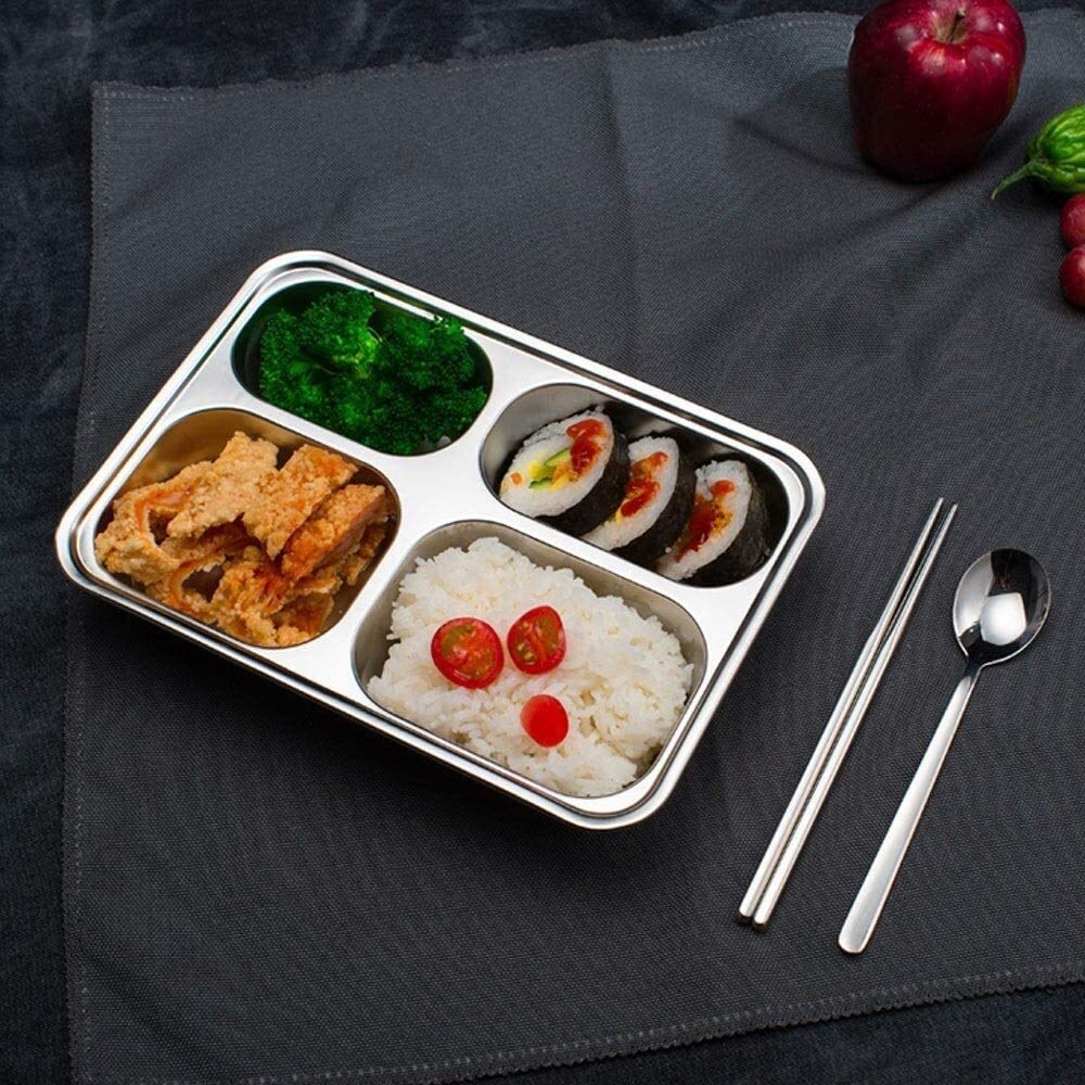 boîte à repas, Boîtes à bento Plaque en acier inoxydable; Boîte lunch divisée;
