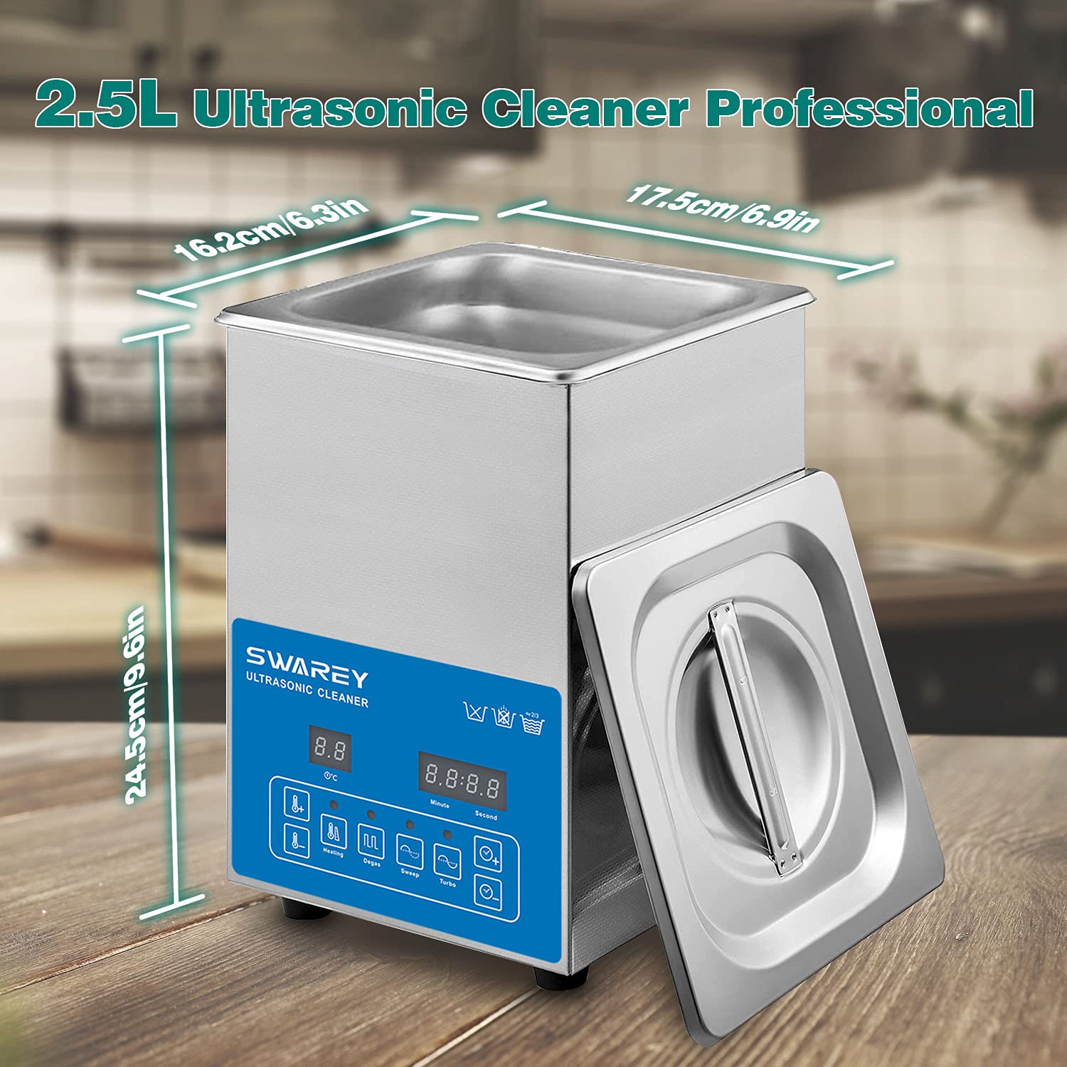 2,5L Ultraschallreinigungsgerät 40KHz 100W Ultraschallreiniger mit Heizung Timer für Zahnprothesen Schmuck Brillen Industriezubeh Vergaser Motorradteile Fahrradketten Leiterplatten 304Edelstahl
