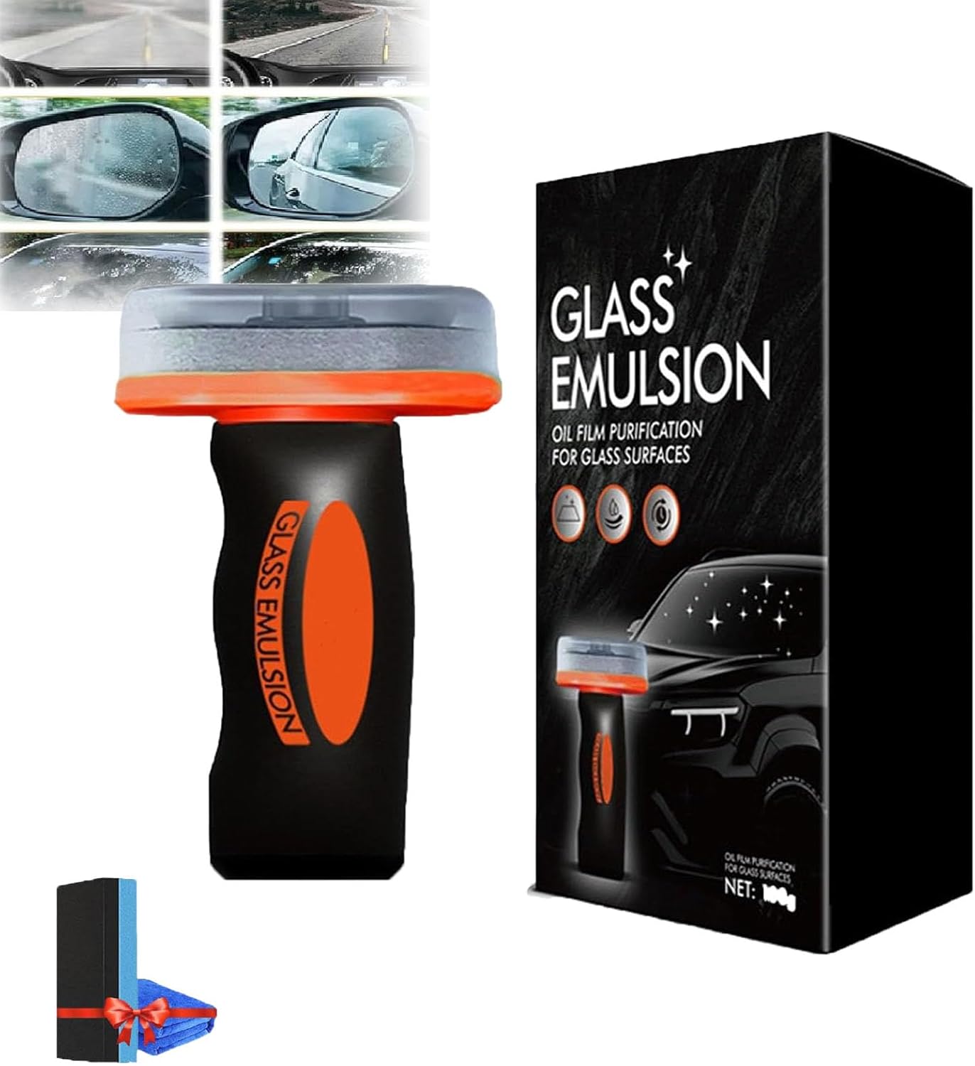 Glass Guard,Windshield Cleaner,Glass Emulsion Cleaner,GlassEmulsion Oil Film Purification,Automotive Oil Film Cleaning Brush,Universal GlassCleaning Board for Car Windshield Improves Clarity (3)